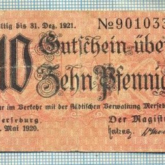 A1878 BANCNOTA NOTGELD-GERMANIA- 10 PFENNIGE-ANUL1920-SERIA901033-starea se vede