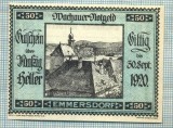 A1957 BANCNOTA NOTGELD- AUSTRIA-50 HELLER -1920-SERIA FARA-starea care se vede