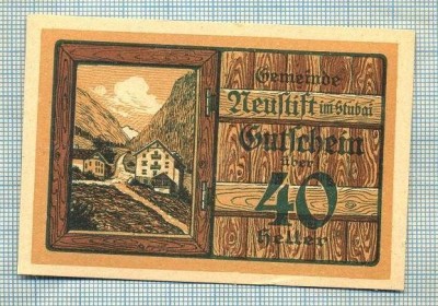 A1893 BANCNOTA NOTGELD- AUSTRIA-40 HELLER - 1920 -SERIA FARA -starea se vede foto