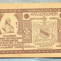 A1967 BANCNOTA NOTGELD- AUSTRIA-20 HELLER -1920-SERIA FARA-starea care se vede