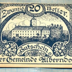 A2037 BANCNOTA NOTGELD- AUSTRIA-20 HELLER -1920-SERIA FARA-starea care se vede