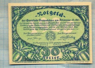 A2063 BANCNOTA NOTGELD- AUSTRIA 30 HELLER -1920-SERIA FARA-starea care se vede foto