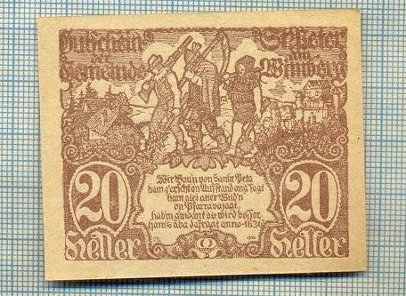 A2121 BANCNOTA NOTGELD- AUSTRIA 20 HELLER -1920-SERIA FARA-starea care se vede