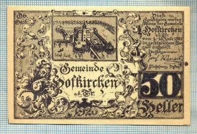 A2038 BANCNOTA NOTGELD- AUSTRIA-50 HELLER -1921-SERIA FARA-starea care se vede foto