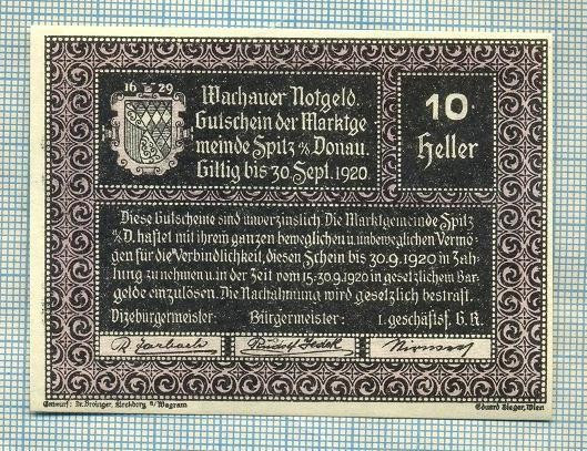 A2115 BANCNOTA NOTGELD- AUSTRIA 10 HELLER -1920-SERIA FARA-starea care se vede