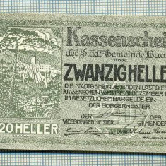 A2113 BANCNOTA NOTGELD- AUSTRIA 20 HELLER -1920-SERIA FARA-starea care se vede