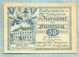 A2046 BANCNOTA NOTGELD- AUSTRIA-50 HELLER -1920-SERIA FARA-starea care se vede