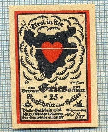 A2149 BANCNOTA NOTGELD- AUSTRIA 25 HELLER -1920-SERIA FARA-starea care se vede
