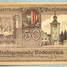 A2076 BANCNOTA NOTGELD- AUSTRIA 50 HELLER -1920-SERIA FARA-starea care se vede