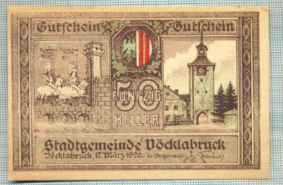 A2076 BANCNOTA NOTGELD- AUSTRIA 50 HELLER -1920-SERIA FARA-starea care se vede foto