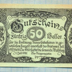 A2099 BANCNOTA NOTGELD- AUSTRIA 50 HELLER -1920-SERIA FARA-starea care se vede