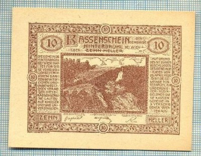 A2103 BANCNOTA NOTGELD- AUSTRIA 10 HELLER -1920-SERIA FARA-starea care se vede foto