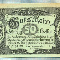 A2139 BANCNOTA NOTGELD- AUSTRIA 50 HELLER -1920-SERIA FARA-starea care se vede