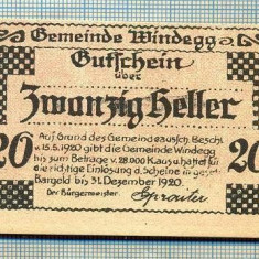 A2040 BANCNOTA NOTGELD- AUSTRIA-20 HELLER -1920-SERIA FARA-starea care se vede