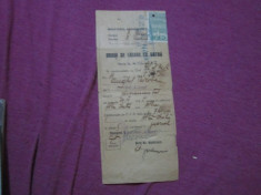 bilet de lasare la vatra anul 1945 cu timbru de control aplicat c1 foto