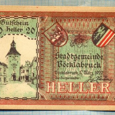 A2055 BANCNOTA NOTGELD- AUSTRIA-20 HELLER -1920-SERIA FARA-starea care se vede