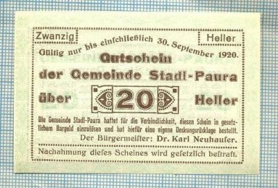 A2030 BANCNOTA NOTGELD- AUSTRIA-20 HELLER -1920-SERIA FARA-starea care se vede foto