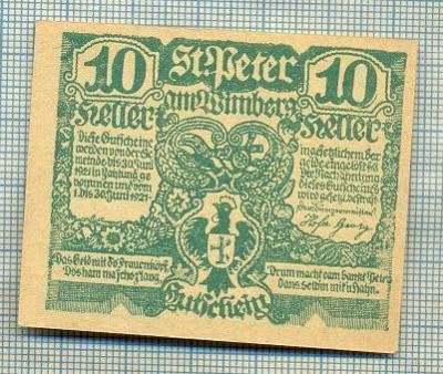 A2117 BANCNOTA NOTGELD- AUSTRIA 10 HELLER -1920-SERIA FARA-starea care se vede foto