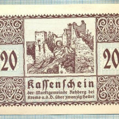 A2084 BANCNOTA NOTGELD- AUSTRIA 20 HELLER -1920-SERIA FARA-starea care se vede