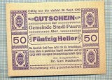 A2028 BANCNOTA NOTGELD- AUSTRIA-50 HELLER -1920-SERIA FARA-starea care se vede