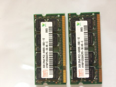 Kit Placute memorie ram laptop 2x 2gb DDR2 Hynix 800Mhz PC2-6400s 666-12 AB-C foto