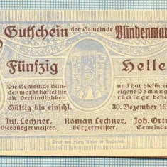 A2039 BANCNOTA NOTGELD- AUSTRIA-50 HELLER -1920-SERIA FARA-starea care se vede