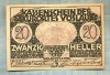 A2059 BANCNOTA NOTGELD- AUSTRIA-20 HELLER -1920-SERIA FARA-starea care se vede