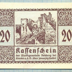 A2124 BANCNOTA NOTGELD- AUSTRIA 20 HELLER -1920-SERIA FARA-starea care se vede