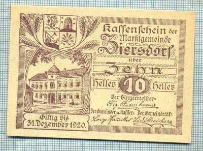 A2057 BANCNOTA NOTGELD- AUSTRIA-10 HELLER -1920-SERIA FARA-starea care se vede foto