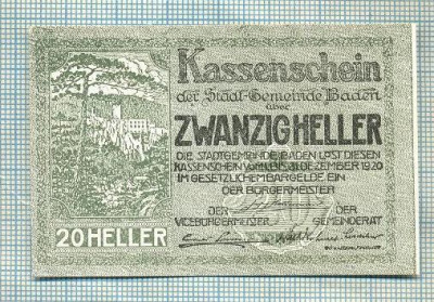 A2014 BANCNOTA NOTGELD- AUSTRIA-20 HELLER -1920-SERIA FARA-starea care se vede foto