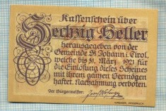 A2088 BANCNOTA NOTGELD- AUSTRIA 60 HELLER -1921-SERIA FARA-starea care se vede