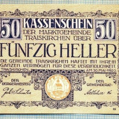 A2001 BANCNOTA NOTGELD- AUSTRIA-50 HELLER -1920-SERIA FARA-starea care se vede