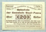 A2136 BANCNOTA NOTGELD- AUSTRIA 20 HELLER -1920-SERIA FARA-starea care se vede