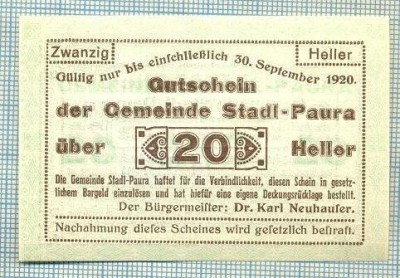 A2136 BANCNOTA NOTGELD- AUSTRIA 20 HELLER -1920-SERIA FARA-starea care se vede foto