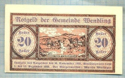 A2092 BANCNOTA NOTGELD- AUSTRIA 20 HELLER -1920-SERIA FARA-starea care se vede foto