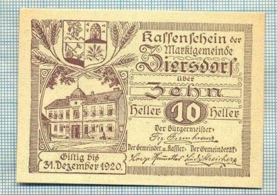 A2166 BANCNOTA NOTGELD- AUSTRIA 10 HELLER -1920-SERIA FARA-starea care se vede foto