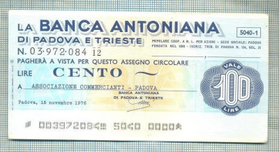 A2193 ASIGNAT BILET BANCA ANTONIANA DI PADOVA - 100 LIRE-starea cese vede foto