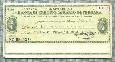 A2187ASIGNAT BILET BANCA DI CREDITO AGRARIO DI FERRARA-100 LIRE-starea cese vede foto