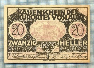 A2171 BANCNOTA NOTGELD- AUSTRIA 20 HELLER -1920-SERIA FARA-starea care se vede foto