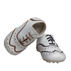Pantofi din piele perforata Alb-Maro (marimea 22) BabyWalker foto