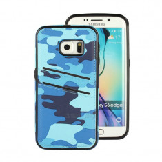 Husa plastic aspect camuflaj si loc pt card pentru Samsung Galaxy S6 EDGE foto