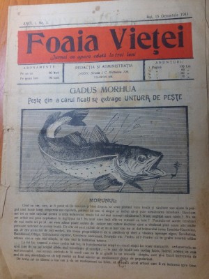 revista foaia vietei anul 1 ,nr. 3 din 15 octombrie 1911-apare o data la 3 luni foto