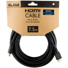 4World Cablu HDMI - HDMI High Speed cu Ethernet (v1.4), 3D, HQ, negru, 7.5m foto