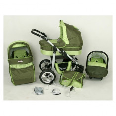 Carucior 3 in 1 Silver cu roti normale S25 (Verde Inchis cu Verde Deschis) Kunert foto