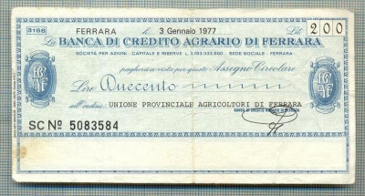 A2190ASIGNAT BILET BANCA DI CREDITO AGRARIO DI FERRARA-200 LIRE-starea cese vede foto