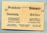 A2167 BANCNOTA NOTGELD- AUSTRIA 20 HELLER -1920-SERIA FARA-starea care se vede