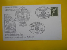 HOPCT PLIC S 7 GERMANIA 1983 ANIVERSARE 200 ANI ZEPPELIN BODENSEE-COSMOS SPACE foto