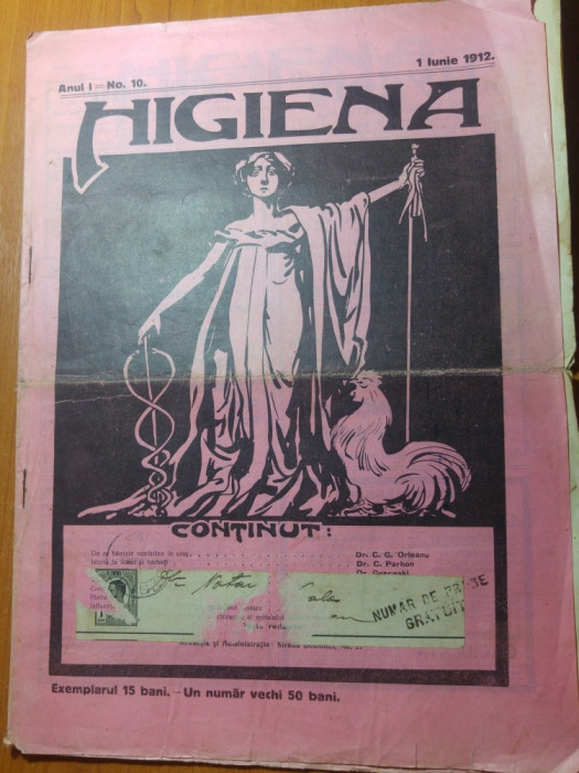 revista higiena anul 1,nr. 10 din 1 iunie 1912