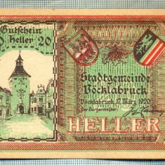 A2156 BANCNOTA NOTGELD- AUSTRIA 20 HELLER -1920-SERIA FARA-starea care se vede