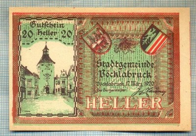A2156 BANCNOTA NOTGELD- AUSTRIA 20 HELLER -1920-SERIA FARA-starea care se vede foto